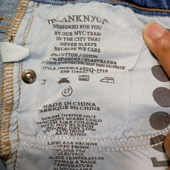 BlankNYC Skinny Classique Blue Floral Embroidered Jeans Size 27 Womens - Picture 6 of 13